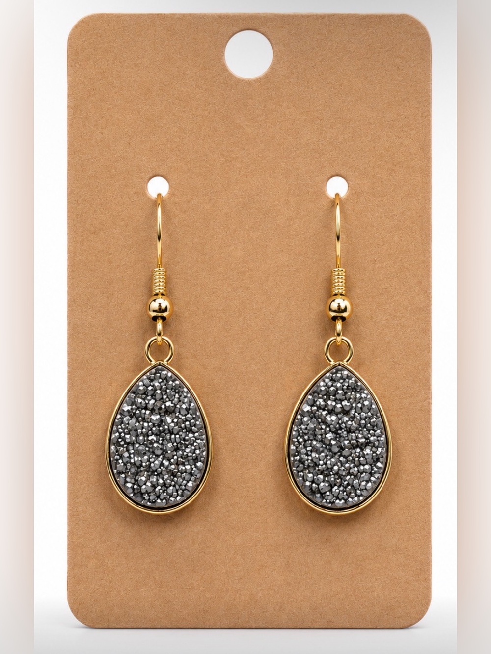 Grey Druzy Dangle Earrings